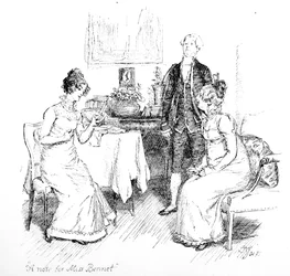 Nota dla panny Bennet. Bennet", ilustracja z "Dumy i uprzedzenia" Jane Austen, wydanie opublikowane w 1894 r.